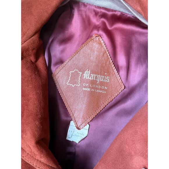 Vintage 70s Suede Trench Coat | Rust Orange Belted Maxi Jacket | Size M - Picture 13 of 13